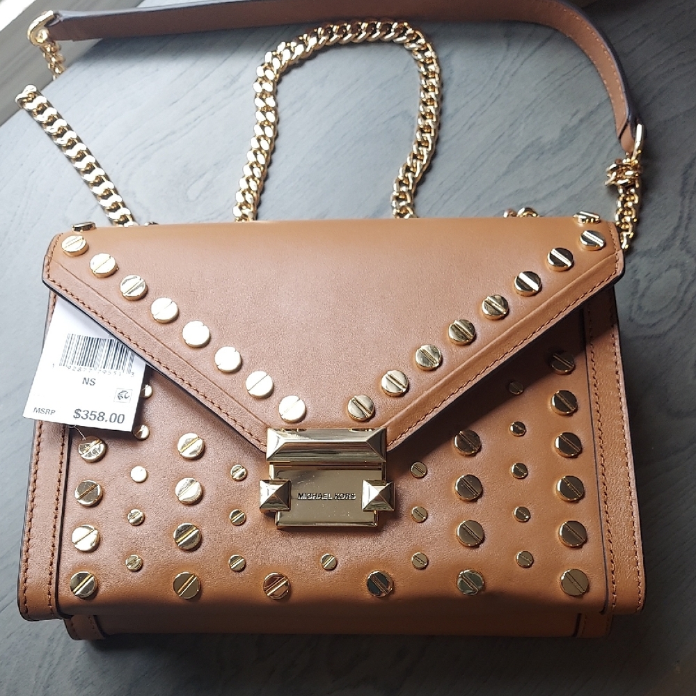 Michael Kors Tan Studded Women's Leather Shoulder Bag